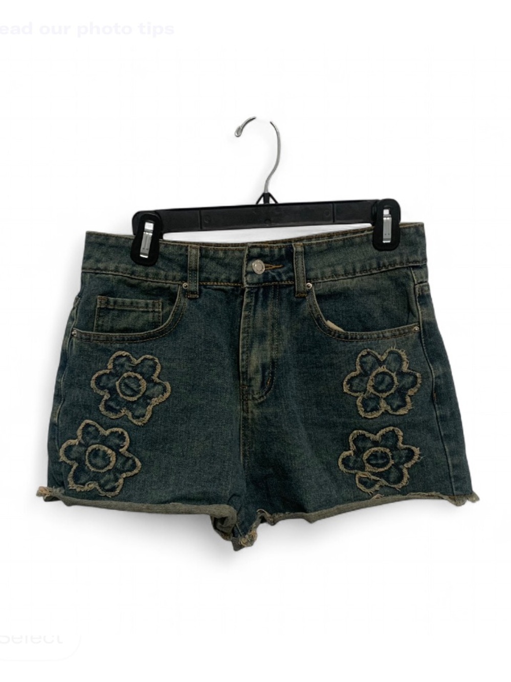 Angel Kiss y2K Style Denim Shorts with Floral Embroidery